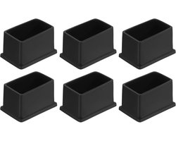 SnelShoppen - 6 Stuks PVC Vierkante Stoelpootdoppen 50mm x 30mm - Zwart - Vloerbeschermers voor Meubels, Tafel, Bed en Kast - Ideaal voor Tuin en Binn
