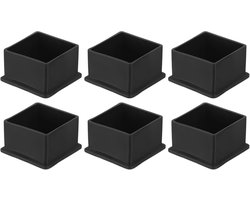 SnelShoppen - 6 Stuks Vierkante PVC Stoelpootdoppen 45mm x 45mm OD Zwart - Meubelpootbeschermers voor Tafel, Tuin, Kast, Bed