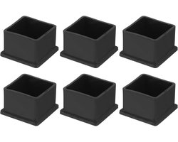 SnelShoppen - 6x Vierkante PVC Stoelpootdoppen 35mm - Zwart - Slijtvast en Antislip - Voor Tafel, Tuinmeubels, Kast en Bed - Meubelpoot Bescherming
