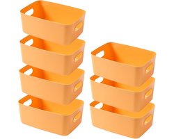 SnelShoppen - 7 Storage Box - Plastic Opbergmand met Handvatten - Keuken, Badkamer, en Slaapkamer Organizer - Geel, 25×18×10cm - Ideaal voor Kleine Sp