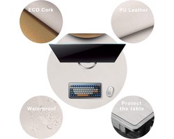 SnelShoppen - 76 cm ronde tafellaken - kurk leren placemats - geschikt als bijzettafel bedekking (creme) - ideaal voor feesten, keuken en tuin