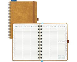 SnelShoppen - Agenda 2026 2027 A5 Weekplanner - 18 Maanden Verticale Planner - Caramel PU Leer - School Agenda - 80g Papier - Flexibele Weekindeling