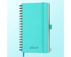 SnelShoppen - Agenda 2026 2027 - Weekly Planner A6 - 18 Maanden - Lichtblauw - Soft PU Leer - Spiral - 80 GSM Papier - Perfect voor School en Werk