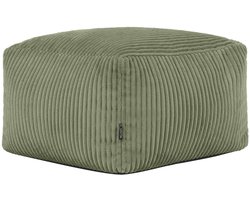 SnelShoppen - Amara Zitzak Hocker Voetenbank Salie Groen, Corduroy Stof, Bean Bag Poef Puff voor Slaapkamer en Woonkamer, Comfortabel en Multifunction