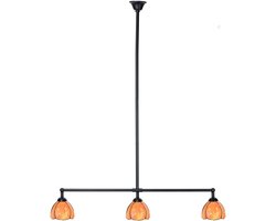 SnelShoppen - Art Deco Tiffany T-lamp 3 Lichten Tulipa in Aquareltinten Rood Geel Groen - Verstelbare Ophangpendel voor Sfeervolle Verlichting Boven T