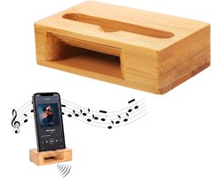 SnelShoppen - Bamboe Luidsprekerversterker voor Mobiele Telefoon, Houten Telefoonstandaard, Passieve Geluidsversterker zonder Stroom, Ideaal voor Bure