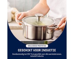 SnelShoppen - BK x Peter Goossens Maestro 3-Ply Kookpan met Deksel 18 cm 2,13 L - Tri-Ply Roestvrij Staal, Inductie Geschikt, Ovenbestendig tot 220°C,