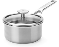 SnelShoppen - BK x Peter Goossens Maestro 3-Ply Steelpan met Deksel 16 cm 1,58 L - Tri-Ply Roestvrij Staal, Inductie, Ovenbestendig tot 220°C, Vaatwas