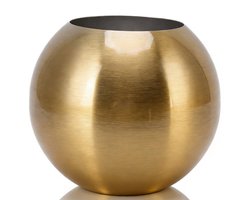 SnelShoppen - Bolvaas, Ronde Bloemenvaas voor Woondecoratie, Luxe Roestvrij Stalen Vaas in Goud, Kleine Ornamenten voor Woonkamer en Kantoor, Tafeldec