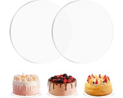 SnelShoppen - Cake Board voor Botercrème Taarten, Acryl, Niet-Plakkerig, Set van 2 Taartplaten voor Feest, Bakken, Decoratie