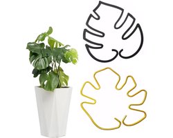 SnelShoppen - Click Aid Indoor Planten - 2 Stuks Klimplanten Steun - Gouden & Zwart Bladvormige Ondersteuning voor Bloempotten - Perfect voor Klimplan