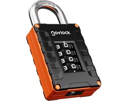 SnelShoppen - Combinatieslot - Hangslot voor Lockers, Kasten, Opbergdozen, Poorten - Sterke Anti-Diefstal Lock - 1 Stuk, Zwart/Oranje, Duurzaam Zinkle