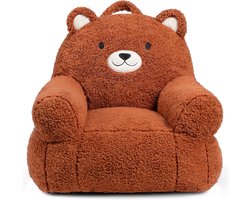 SnelShoppen - Comfortabele Kinder Sofa - Schuim Gevuld Hoge Stoel - Enkele Gezellige Sherpa Kinder Sofa voor Jongens en Meisjes - Beer Design - Perfec