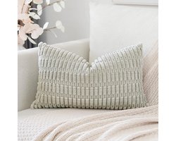 SnelShoppen - Corduroy Kussenhoes 40x60 cm, Super Zacht Boho Gestreept Lumbar Kussen, Decoratieve Moderne Kussenhoezen voor Bank, Slaapkamer, Auto, Li