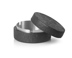 SnelShoppen - Decoratieve Tafelopbergdoos Cement en Roestvrij Staal, Geurloos, Winddicht, Hittebestendig, Zwart/Zilver, Voor Binnen en Buiten, Ideaal