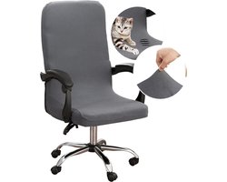 SnelShoppen - Dioxide Kantoorstoel Cover, Elastische Zitkussenhoes voor Draaistoel, Moderne Stoelhoes van Cornleer in Grijs Blauw M, Perfect voor Thui