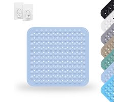 SnelShoppen - Douchemata, 48 x 48 cm, Vierkant, Machinewasbaar, Antislip Badmat met Zuignappen voor Sauna's en Doucheruimtes, Inclusief 2 Haakjes, Lic