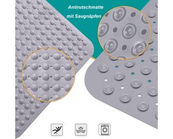 SnelShoppen - Douchematt, 48 x 48 cm, Antislipmat met Zuignappen, Massage Mat, Antislip voor Sauna's en Doucheruimtes, Machinewasbaar, Vierkant, Grijs