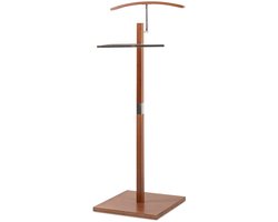 SnelShoppen - Dressboy Mod. VAREN - Chroomafwerking en Hout - Met Bovenhanger en Broekbalk - 47 x 35 x 111 cm - Roestvrij Staal en Hout - Dressboy voo