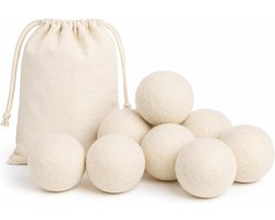 SnelShoppen - Droogballen Wol 8 Stuks 7 cm Herbruikbaar voor Wasdroger met Opbergtas 100% Schapenwol voor Donsjacks Beddengoed Handdoeken en Kleding