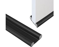 SnelShoppen - Dubbele Tochtstrip Onder Deuren 37in/96cm - Geluidsdichte Tochtstopper Zwart - Verstelbare Tochtstrip voor Energiezuinig Wonen