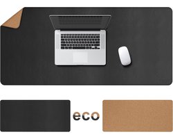 SnelShoppen - Dubbelzijdige Bureau Mat - 120x60cm Computer Desk Mat - Eco-vriendelijk Kurk en PU Leer - Ideaal voor Kantoor & Thuis - Zwart