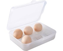 SnelShoppen - Egg Holder Storage, 6-Holes Eiershouder Koeling, Plastic Eierdop Container Box, Lekvrij Schokbestendig, Draagbare Eiertrotray voor Campi