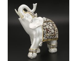 SnelShoppen - Elegante Porseleinen Olifant Decoratie, Geluksfiguur voor Woonkamer, Slaapkamer, Eetkamer & Koffiehuis | Beeldje, Sculptuur, Rijkdom, Ge