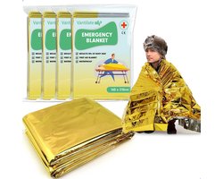 SnelShoppen - Emergency Blanket Set van 4 - Rescue Blanket en Isolatie Decke van 160 x 210 cm - PET Aluminium - Goud/Zilver voor Camping, Noodgevallen
