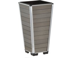 SnelShoppen - EVERFLOOR Plantenbak 27x27x53 cm, grijze bloembak voor binnen en buiten, waterdichte kunststof bloempot voor bloemen, tuin, balkon, deco