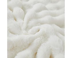 SnelShoppen - Faux Fur Deken Fleece Dekentje - Super Zacht Fluffy Pluche Dekbed - Knus en Dikke Deken voor Bank Stoel Bed 130x160cm Wit