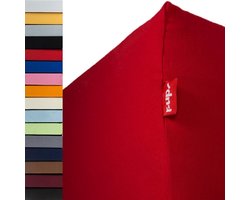 SnelShoppen - Fitted Sheet 120x200-130x200 tot 35 cm Hoogte, 100% Katoen, Ruby Rood, Elastisch, Kleurecht, Temperegulerend, Perfect voor Boxspring en