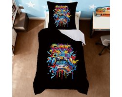 SnelShoppen - Gamer Dekbedovertrek 140 x 200 cm met Ritssluiting, Microvezel Beddengoed voor Eenpersoonsbed, Kinderbeddengoed met Kussensloop 65 x 65