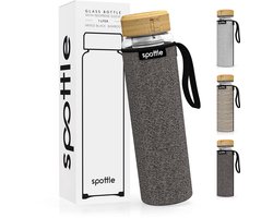 SnelShoppen - Glazen Theefles 1L met Roestvrijstalen Infuser - Dubbelwandig Borosilicaatglas - Vaatwasserbestendig - Neopreen Hoes - Perfect voor Cold