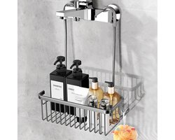 SnelShoppen - Hangende Doucheplank Zonder Boren, Douchemand voor Shampoo en Zeep, Compacte Badkameroplossing, Grijze Wandplank voor Badkamer