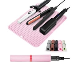 SnelShoppen - Heat Resistant Mat - Grote Siliconen Hot Hair Tool Mat voor Krul- en Stylingtools - 35 x 28 cm - Roze - Bescherming voor Meubels en Werk