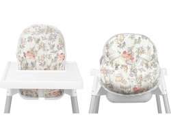 SnelShoppen - Hoogwaardige Antilop Hoogstoel Kussen - Zacht en Non-Slip - Voor IKEA Antilop - Groene Beren Bosdieren Patroon - Ideaal voor Baby's - Co