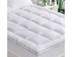 SnelShoppen - Hoogwaardige GRT Matrassen Topper met Bamboo Vezels en 3D Sneeuwvlok Vulling, Geschikt voor Boxspring Bedden tot 30cm Hoogte (90x200cm)