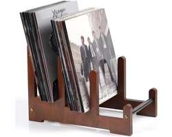 SnelShoppen - Houten Grammofoonplatenstandaard, Vinyl Rek, Modern Design, Platenhouder, 37 x 27 x 24 cm, Decoratie voor Woonkamer, Thuisbureau en Luis