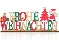 SnelShoppen - Houten Kerstdecoratie, Tafeldecoratie Merry Christmas, Decoratieve Letters voor Feestdagen, Voor Mantel, Vensterbank, Duurzaam Hout, 32.