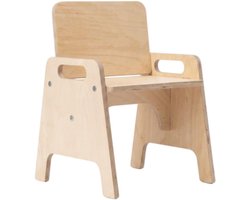SnelShoppen - Houten Kinderstoel Naturel - Babyseat voor Kinderen, Stoeltje voor Binnen en Buiten, Natuurlijk Hout, Ideaal voor Eten en Spelen, Lichte