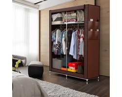 SnelShoppen - Inklapbare Garderobekast 108x170x45 cm KOKOS BRUIN - Stoffen Kledingkast met Rits, Kledingroede, Vakken en Legplank - Ideaal voor Thuis,