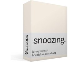 SnelShoppen - Jersey - Fitted sheet - Extra hoog - 160/180x200/220 cm - Ivoorkleur - Geschikt voor boxspring en waterbedden