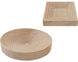 SnelShoppen - Kare Key Bowl Houten Kom Set - Ronde en Rechthoekige Tray van Massief Beukenhout - Modern Design voor Sleutels en Sieraden - Perfect voo