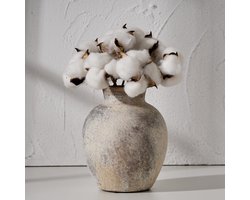 SnelShoppen - Keramische Decoratieve Bloemenvaas 6 Inch | Aardewerk Rustieke Boerderijvaas | Boho Vaas voor Woondecoratie | Witgekalkte Terracotta Vaa