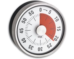 SnelShoppen - Keuken Timer Mechanisch met Magnetische Bevestiging - Kleurindicatie, Rubber Coating, RVS - Anthraciet - Ideaal voor Koken, Sport, Stude