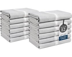 SnelShoppen - Keukenhanddoeken Set - 100% Katoenen Keukenhanddoeken, Herbruikbare Afwasdoeken, Grijze Theedoeken voor Keuken, Zachte Absorberende Thee