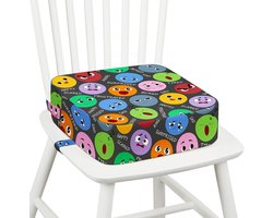 SnelShoppen - Kinderstoeltje Booster Seat Kussen 32x32x10 cm - Comfortabel en Stevig - Hoogdichtheid Schuim - Emoticons - Ideaal voor Eten, Feesten, e