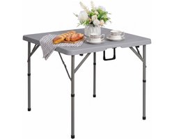 SnelShoppen - Klaptafel Campingtafel 87cm, Vierkante Picknicktafel met Handvat voor Tuin, Barbecue, Feest, Buiten en Binnen, Grijze Keuken Tafel