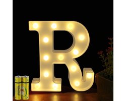 SnelShoppen - LED Letterlamp Alphabet Lamp Verlichte Letters Decoratie voor Verjaardagsfeest, Bruiloft, Kinderkamer, Warm Witte Licht (R)